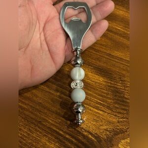 Elegant Silver and White Bottle Opener